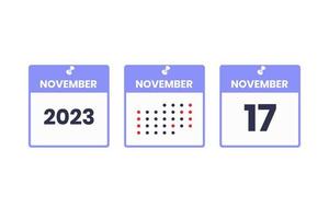 November 17 calendar design icon. 2023 calendar schedule, appointment, important date concept vector