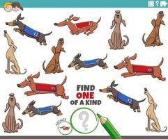 one of a kind task with funny cartoon dogs vector