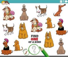 juego único con divertidos perros de dibujos animados vector