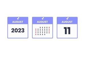 August 11 calendar design icon. 2023 calendar schedule, appointment, important date concept vector