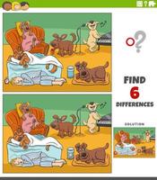 differences task with cartoon dogs animal characters vector