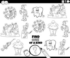 one of a kind game with healthcare and medical topics coloring page vector