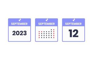 September 12 calendar design icon. 2023 calendar schedule, appointment, important date concept vector