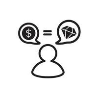 people thinking diamonds and money icon. vector