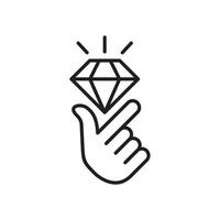 mano que sostiene el vector de diamantes. diamante con diseño de icono de mano