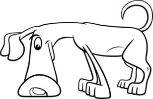 cartoon sniffing dog animal character coloring book page vector