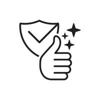 Guaranteed customer satisfaction. Best Service Label Thumbs Up Icon. vector