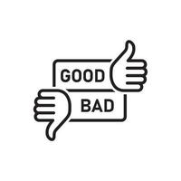 Good and bad flat vector Icons. Thumb up and thumb down sign. Up and down index finger sign. Design elements for apps and more