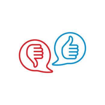 Thumb up and thumb down sign. Up and down index finger sign. Likes and Dislikes flat vector Icons. Design elements for apps and more