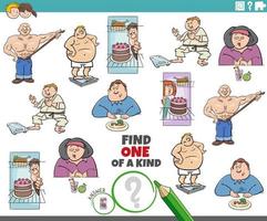 one of a kind game with funny cartoon people on a diet vector