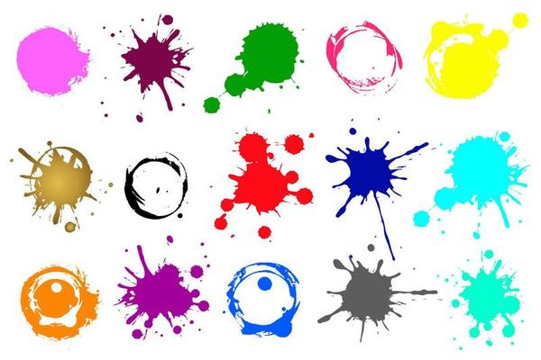 Color ink splashes. Grunge splatters. Abstract background. Grunge text banners