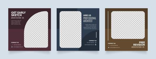 social media template banner house architecture service promotion. vector