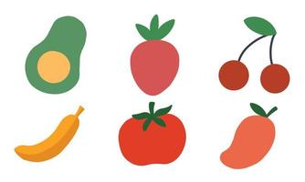 Set of tropical fruit for healthy vegan design element vector