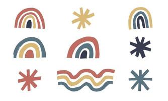 Set of abstract boho design element. Collection of childish geometric shape for retro design style vector