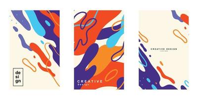 Set of abstract fluid poster template in colorful shape design. Collection of modern retro design style for poster, flyer, background, wallpaper and copy space vector