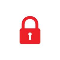 eps10 red vector security padlock solid art icon isolated on white background. closed lock filled symbol in a simple flat trendy modern style for your website design, logo, and mobile application