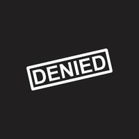 eps10 white vector denied rubber stamp icon isolated on black background. denied rubber stamp or seal symbol in a simple flat trendy modern style for your website design, logo, and mobile application