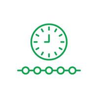 eps10 línea de tiempo vectorial verde o icono de línea de progreso aislado en fondo blanco. símbolo de esquema de tecnología fintech en un estilo moderno y plano simple para el diseño de su sitio web, logotipo y aplicación móvil vector