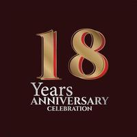 18th Years Anniversary Logo Gold and red Colour isolated on elegant background, vector design for greeting card and invitation card