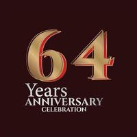 64th Years Anniversary Logo Gold and red Colour isolated on elegant background, vector design for greeting card and invitation card