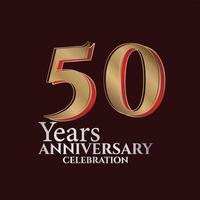 50th Years Anniversary Logo Gold and red Colour isolated on elegant background, vector design for greeting card and invitation card