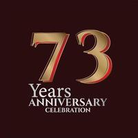 73rd Years Anniversary Logo Gold and red Colour isolated on elegant background, vector design for greeting card and invitation card