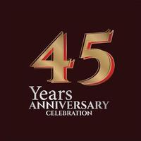 45th Years Anniversary Logo Gold and red Colour isolated on elegant background, vector design for greeting card and invitation card