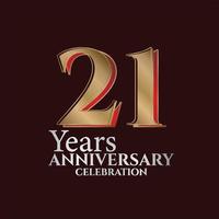 21st Years Anniversary Logo Gold and red Colour isolated on elegant background, vector design for greeting card and invitation card