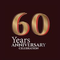 60th Years Anniversary Logo Gold and red Colour isolated on elegant background, vector design for greeting card and invitation card