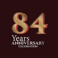 84th Years Anniversary Logo Gold and red Colour isolated on elegant background, vector design for greeting card and invitation card