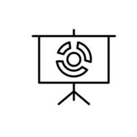 Simple vector isolated pictogram drawn with black thin line. Editable stroke for web sites, adverts, stores, shops. Vector line icon of circle diagram on presentation board