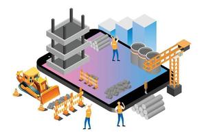 Modern Smart Isometric Construction, Suitable for Diagrams, Infographics, Illustration, And Other Graphic Related Assets vector