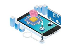 ilustración moderna de inteligencia artificial isométrica, adecuada para diagramas, infografías, ilustración de libros, activos de juegos y otros activos relacionados con gráficos vector