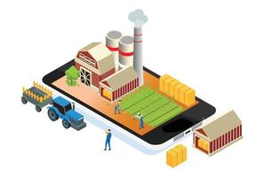 Modern Isometric Smart Organic Farm System Illustration, Suitable for Diagrams, Infographics, Book Illustration, Game Asset, And Other Graphic Related Assets vector