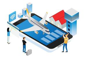 Modern Isometric Smart Airport Illustration, Suitable for Diagrams, Infographics, Book Illustration, Game Asset, And Other Graphic Related Assets vector