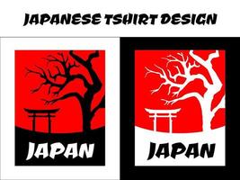 diseño de camisetas japonesas, silueta para un tema japonés vector