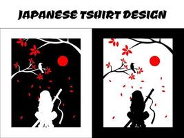 samurái femenina urbana, samurái de silueta, diseño de camisetas japonesas, ilustración de vectores samuráis, silueta para un tema japonés, vector samurái de silueta japón para el concepto de camisetas de diseño