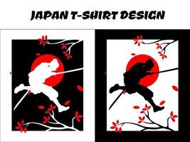 silueta de un ninja con dos espadas, guerrero, vector ninja de silueta japón para el concepto de camiseta de diseño, ninja de silueta, diseño de camiseta japonesa, silueta para un tema japonés, ninja corriendo