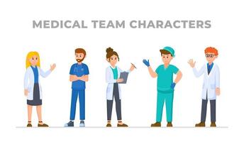 Vector illustration of doctors set isolated on a white background. People working in a hospital or polyclinic.