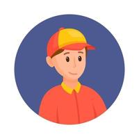 Vector illustration of the deliveryman avatar. Avatar of a part-time deliveryman student.