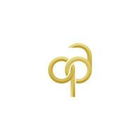 Elegant Golden Letter QA Minimal Simple Modern Logo Vector EPS 10