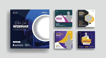 Digital business marketing banner pack or corporate social media post banner ads or square flyer template vector