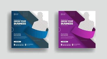 Digital business marketing agency banner or corporate social media post banner ads or square flyer template design vector