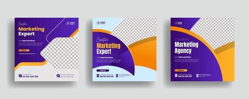 Digital marketing and business social media post banner ads template marketing agency banner promotional banner ads square flyer or poster template vector