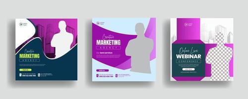 Digital marketing and business social media post banner ads template marketing agency banner promotional banner ads square flyer or poster template vector
