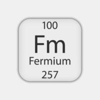 Fermium symbol. Chemical element of the periodic table. Vector illustration.