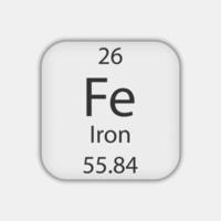 símbolo de hierro elemento químico de la tabla periódica. ilustración vectorial vector