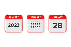 January 28 calendar design icon. 2023 calendar schedule, appointment, important date concept vector