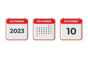 December 10 calendar design icon. 2023 calendar schedule, appointment, important date concept vector