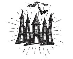 halloween, casa antigua. ilustración dibujada a mano. vector